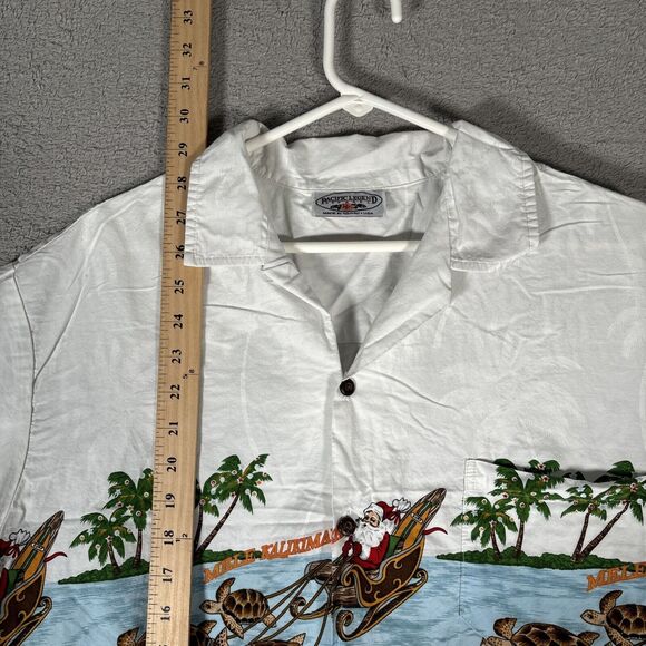 Pacific Legend Hawaiian Shirt Santa Sea Turtle Print Men’s Size XL White - Picture 7 of 11
